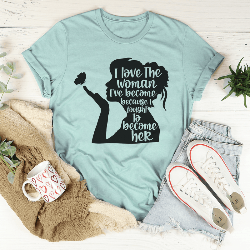 I Love The Woman I've Become Tee Heather Prism Dusty Blue / S Peachy Sunday T-Shirt