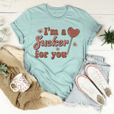 I'm A Sucker For You Tee Heather Prism Dusty Blue / S Peachy Sunday T-Shirt