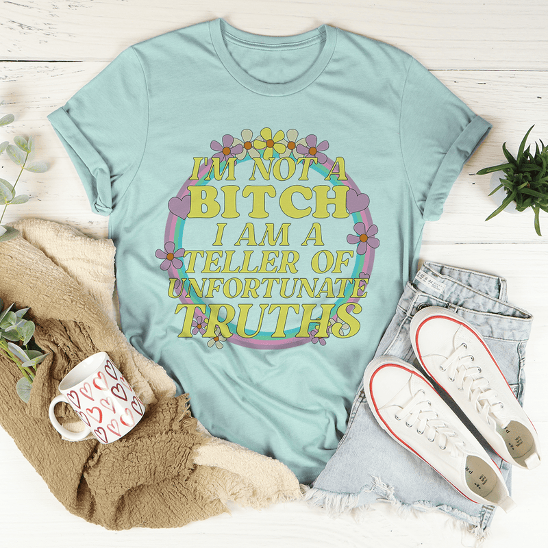 I'm A Teller Of Unfortunate Truths Tee Heather Prism Dusty Blue / S Peachy Sunday T-Shirt
