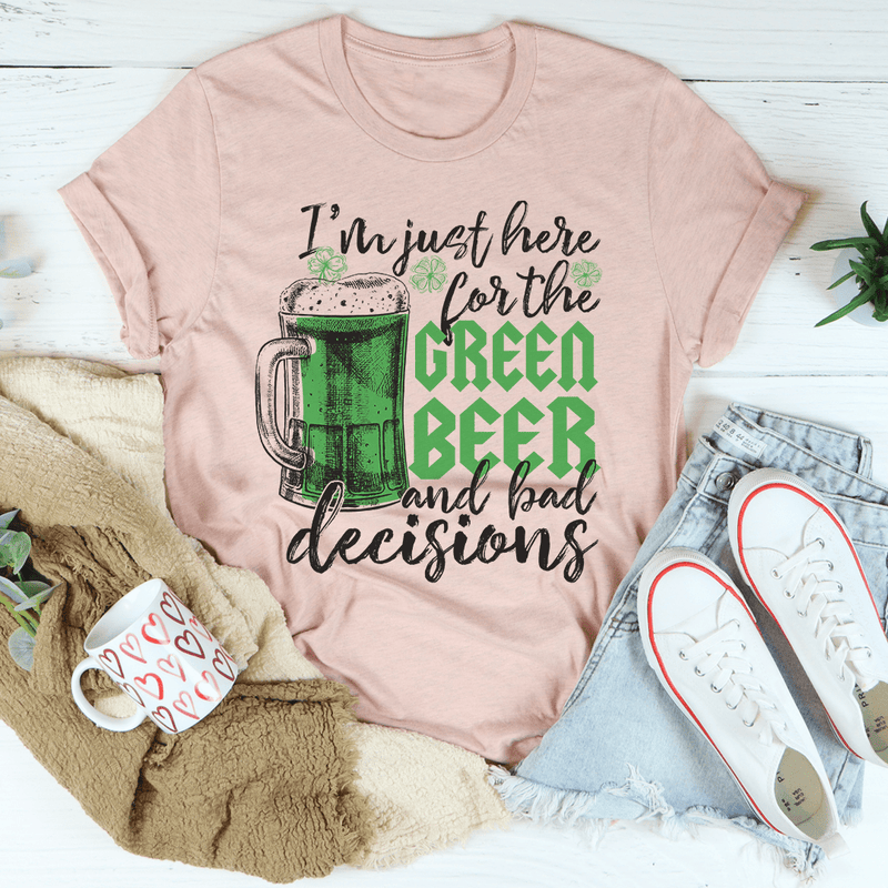 I'm Just Here For The Green Beer Tee Heather Prism Peach / S Peachy Sunday T-Shirt