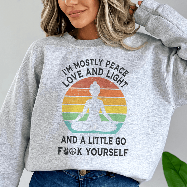 I'm Mostly Peace Love And Light Sweatshirt Sport Grey / S Peachy Sunday T-Shirt