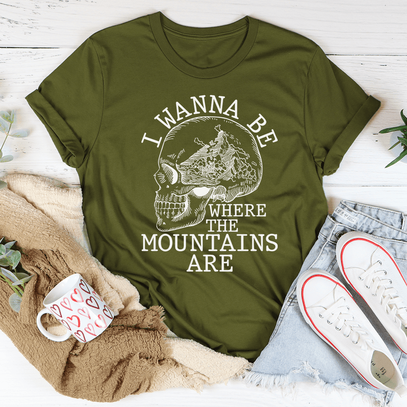 I Wanna Be Where The Mountains Are Tee Olive / S Peachy Sunday T-Shirt