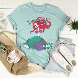 I Wanna Be Where The People Aren't Skull Mermaid Tee Heather Prism Dusty Blue / S Peachy Sunday T-Shirt