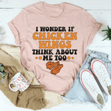 I Wonder If Chicken Wings Think About Me Too Tee Heather Prism Peach / S Peachy Sunday T-Shirt