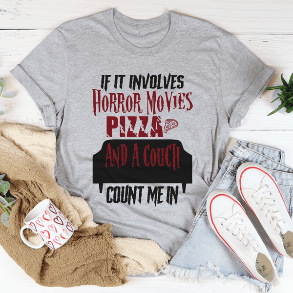 If It Involves Horror Movies Pizza And A Couch Tee Athletic Heather / S Peachy Sunday T-Shirt