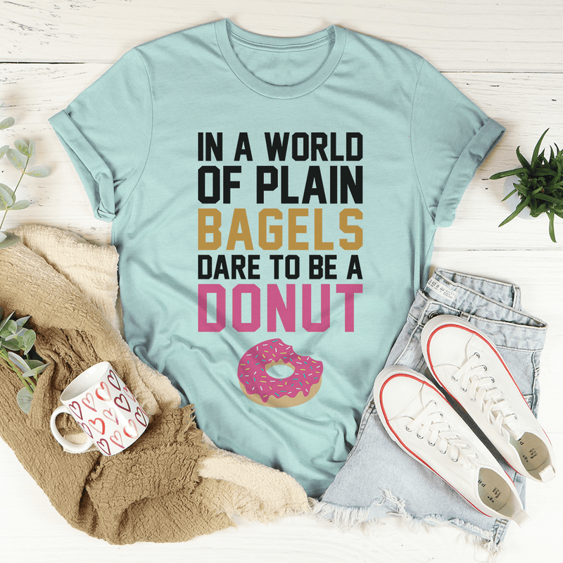 In A World Of Plain Bagels Tee Heather Prism Dusty Blue / S Peachy Sunday T-Shirt
