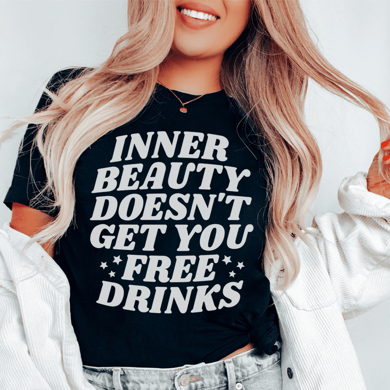 Inner Beauty Doesn't Get You Free Drinks Tee Black Heather / S Peachy Sunday T-Shirt