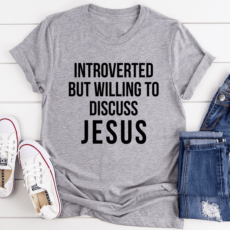 Introverted But Willing To Discuss Jesus Tee Athletic Heather / S Peachy Sunday T-Shirt