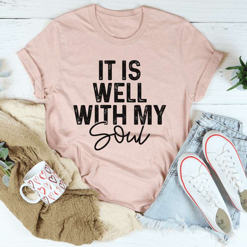 It Is Well With My Soul Tee Heather Prism Peach / S Peachy Sunday T-Shirt