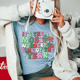It's The Most Wonderful Time Of The Year Retro Tee Heather Blue / S Peachy Sunday T-Shirt