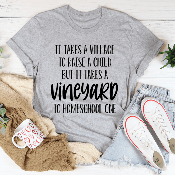 It Takes A Vineyard To Homeschool A Child Tee Athletic Heather / S Peachy Sunday T-Shirt