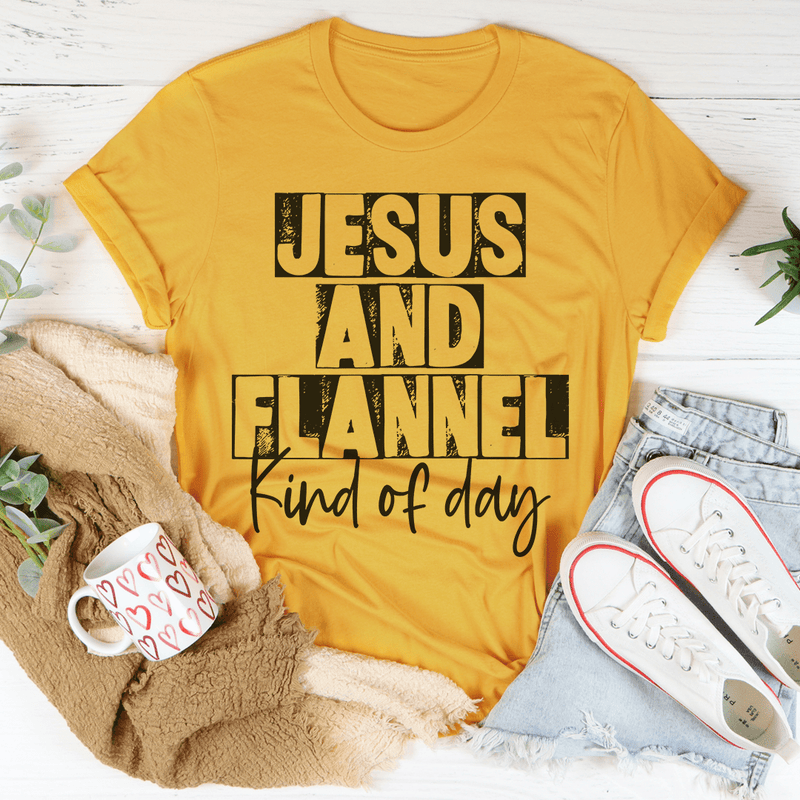 Jesus & Flannel Kind Of Day Tee Peachy Sunday T-Shirt