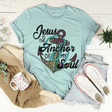 Jesus Is The Anchor Of My Soul Tee Heather Prism Dusty Blue / S Peachy Sunday T-Shirt