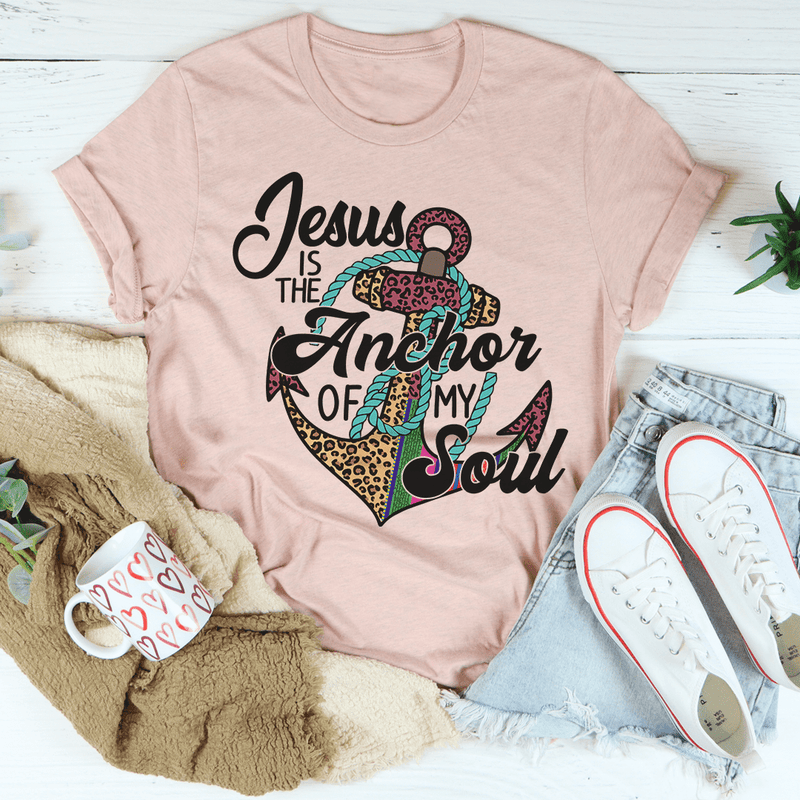 Jesus Is The Anchor Of My Soul Tee Heather Prism Peach / S Peachy Sunday T-Shirt