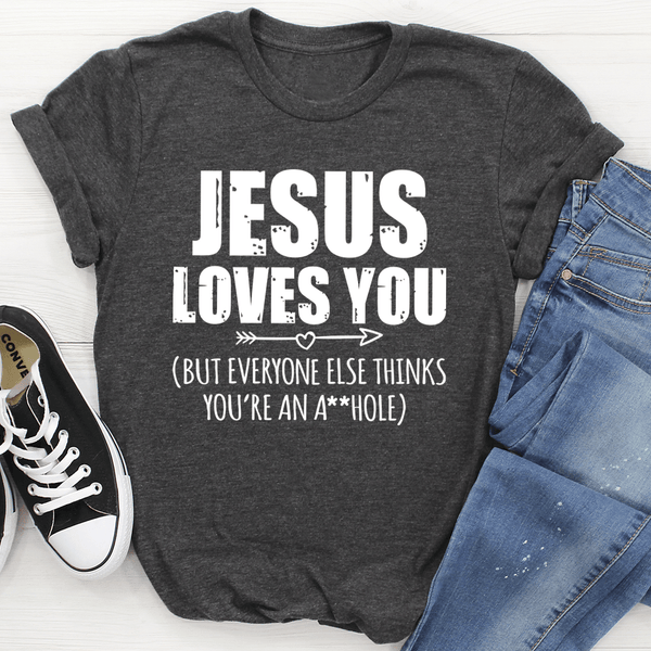Jesus Loves You Tee Dark Grey Heather / S Peachy Sunday T-Shirt