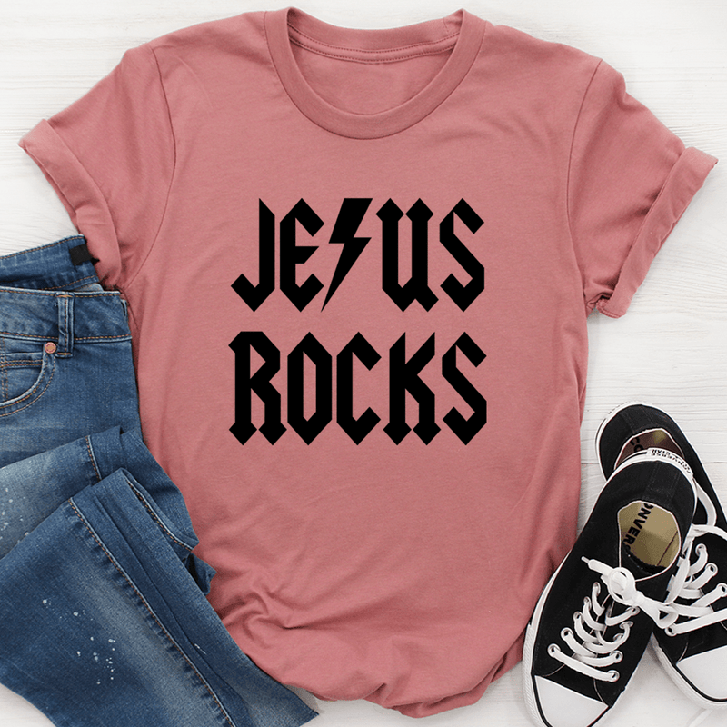 Jesus Rocks Tee Mauve / S Peachy Sunday T-Shirt