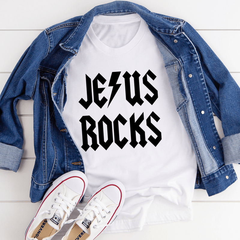 Jesus Rocks Tee White / S Peachy Sunday T-Shirt