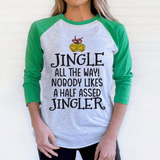 Jingle All The Way Long Sleeve Tee Heather White/Green / S CustomCat T-Shirts T-Shirt