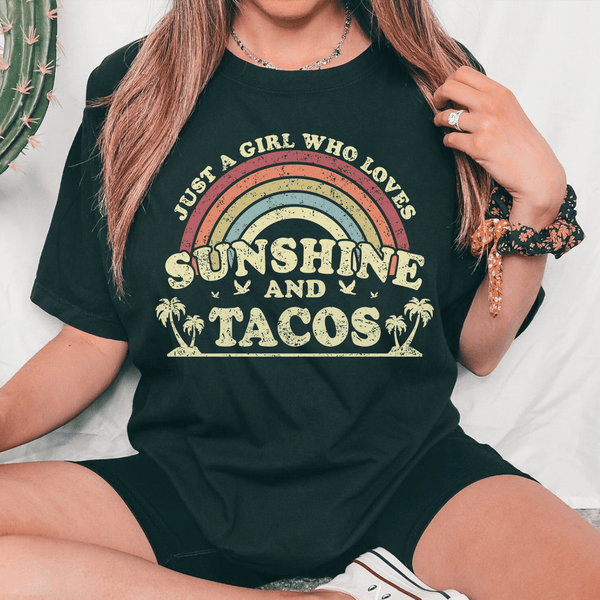 Just A Girl Who Loves Sunshine And Tacos Tee Black Heather / S Peachy Sunday T-Shirt