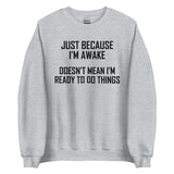 Just Because I'm Awake Doesn't Mean I'm Ready To Do Things Sweatshirt Sport Grey / S Peachy Sunday T-Shirt