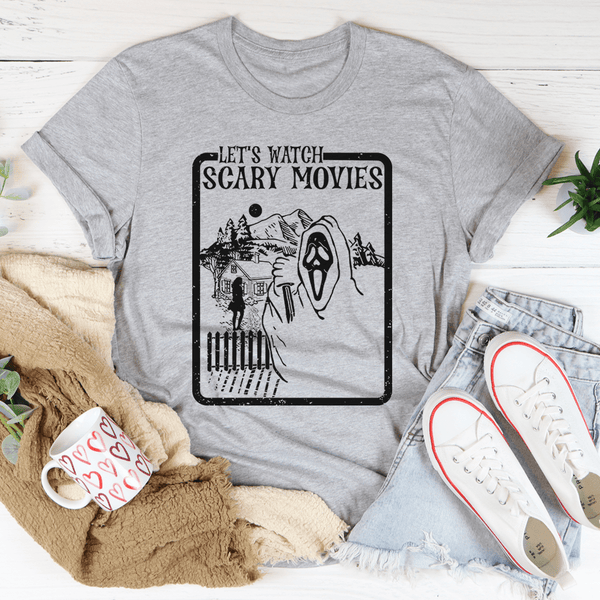 Let's Watch Scary Movies Tee Athletic Heather / S Peachy Sunday T-Shirt