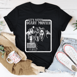 Let's Watch Scary Movies Tee Black Heather / S Peachy Sunday T-Shirt