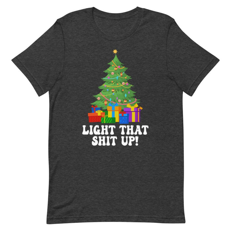 Light That Up Christmas Tree Tee Dark Grey Heather / S Peachy Sunday T-Shirt