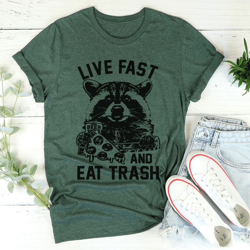 Live Fast And Eat Trash Tee Heather Forest / S Peachy Sunday T-Shirt