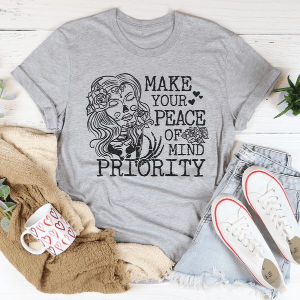 Make Your Peace Of Mind Priority Tee Athletic Heather / S Peachy Sunday T-Shirt