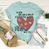 Men Are Like A Box Of Chocolates Tee Heather Prism Dusty Blue / S Peachy Sunday T-Shirt