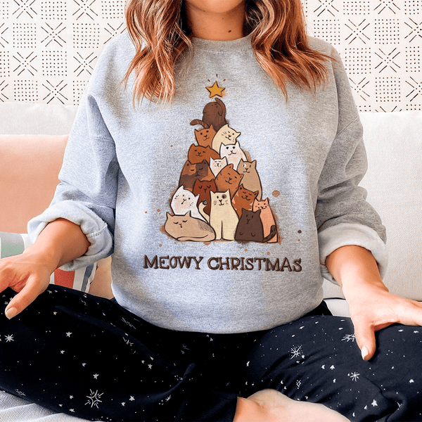 Meowy Christmas Sweatshirt Sport Grey / S Peachy Sunday T-Shirt