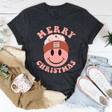 Merry Christmas Smiley Tee Dark Grey Heather / S Peachy Sunday T-Shirt