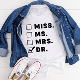 Miss Ms Mrs Dr Tee White / S Peachy Sunday T-Shirt