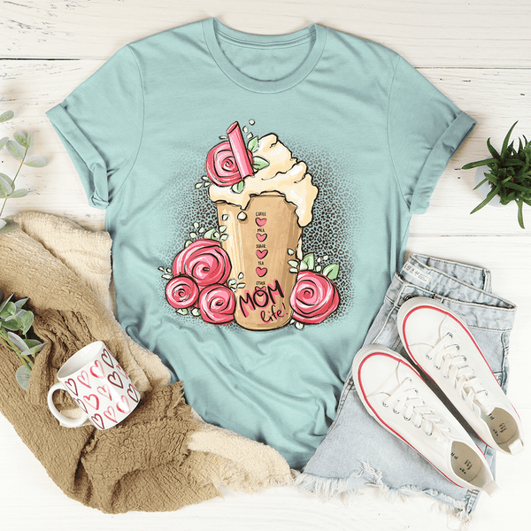 Mom Life Iced Latte Tee Heather Prism Dusty Blue / S Peachy Sunday T-Shirt