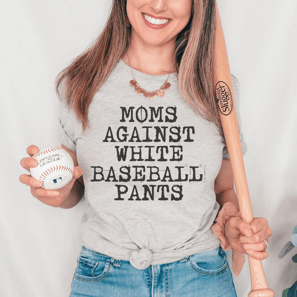 Moms Against White Baseball Pants Tee Athletic Heather / S Peachy Sunday T-Shirt