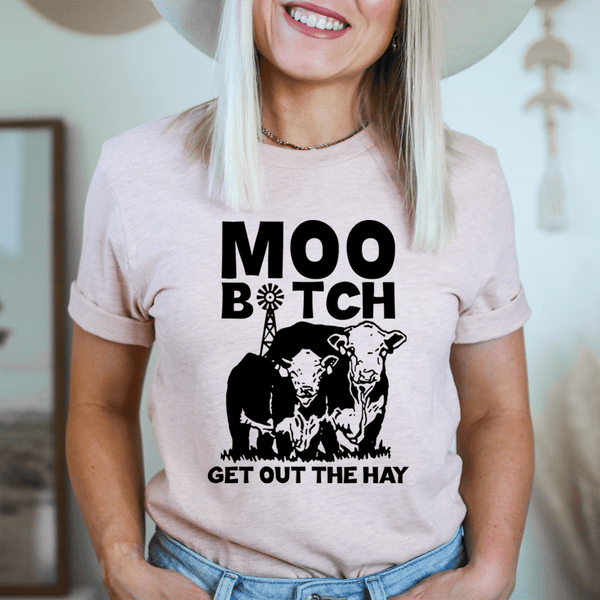 Moo Get Out The Hay Tee Heather Prism Peach / S Peachy Sunday T-Shirt