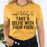 Most Likely To Take A Selfie With Their Food Thanksgiving Tee Mustard / S Peachy Sunday T-Shirt
