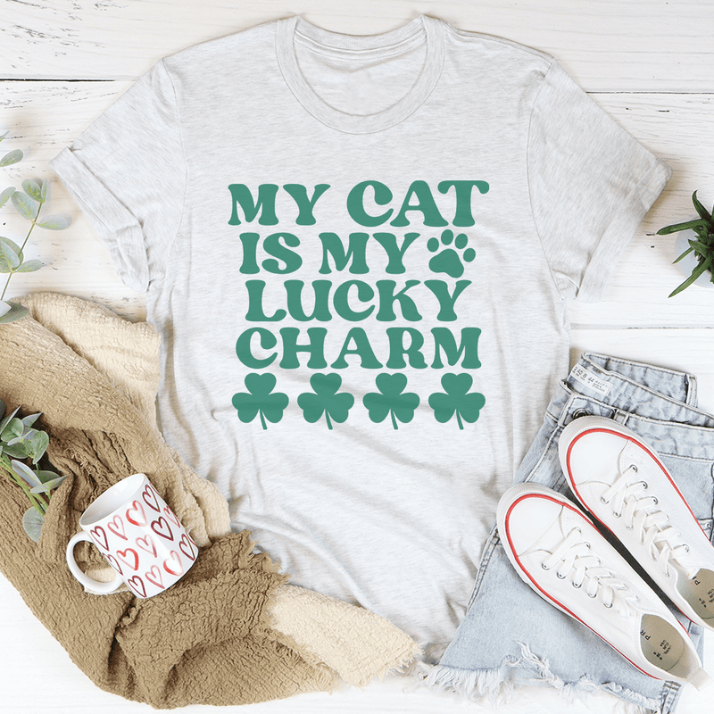 My Cat Is My Lucky Charm Tee Ash / S Peachy Sunday T-Shirt