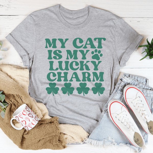 My Cat Is My Lucky Charm Tee Athletic Heather / S Peachy Sunday T-Shirt