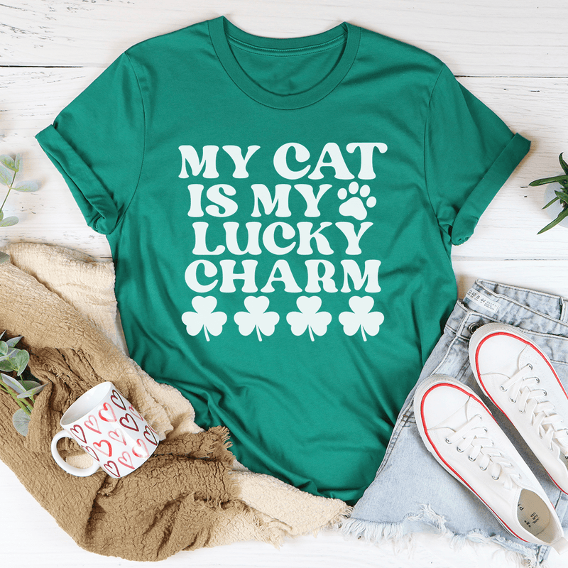 My Cat Is My Lucky Charm Tee Kelly / S Peachy Sunday T-Shirt