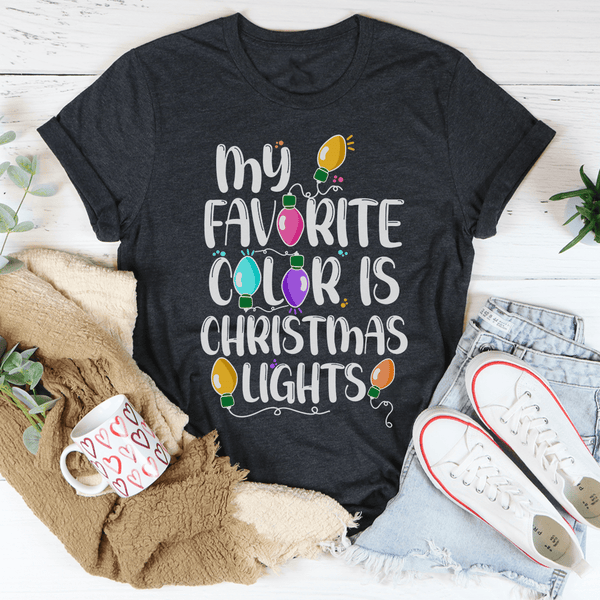 My Favorite Color Is Christmas Lights Tee Dark Grey Heather / S Peachy Sunday T-Shirt