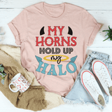 My Horns Hold Up My Halo Tee Heather Prism Peach / S Peachy Sunday T-Shirt