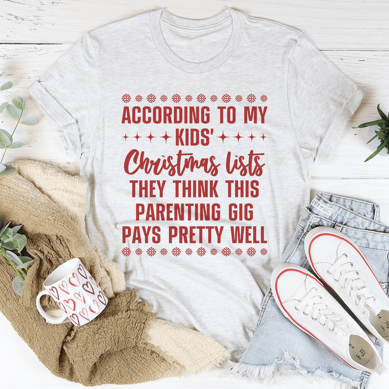 My Kids' Christmas Lists Tee Ash / S Peachy Sunday T-Shirt