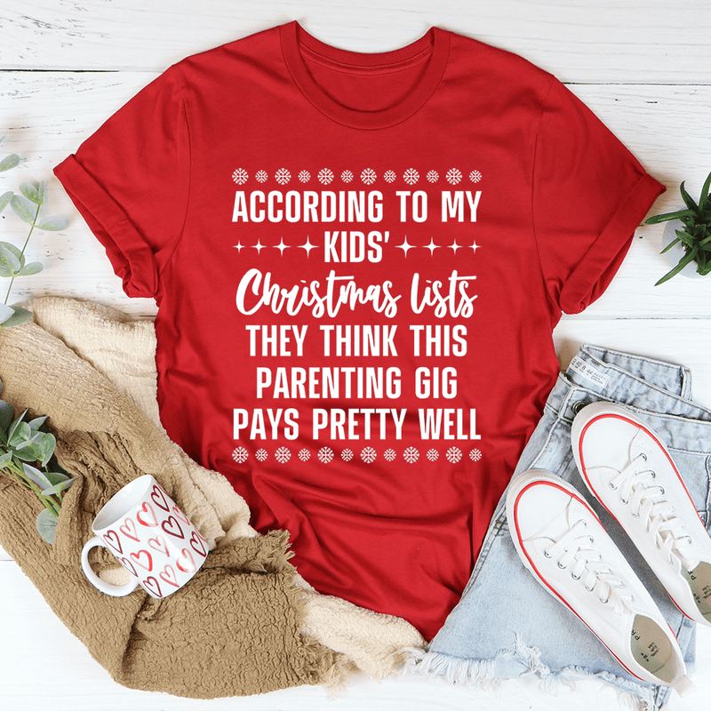 My Kids' Christmas Lists Tee Red / S Peachy Sunday T-Shirt
