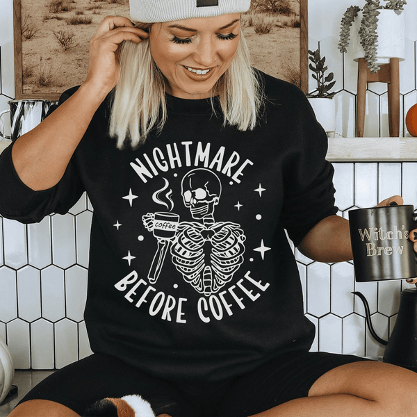 Nightmare Before Coffee Skeleton Sweatshirt Black / S Peachy Sunday T-Shirt