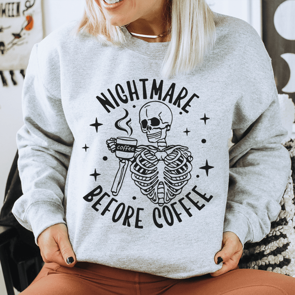 Nightmare Before Coffee Skeleton Sweatshirt Sport Grey / S Peachy Sunday T-Shirt