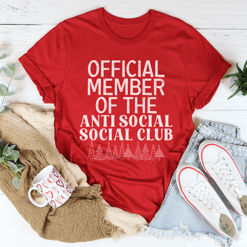 Official Member Of The Anti Social Club Christmas Tee Red / S Peachy Sunday T-Shirt