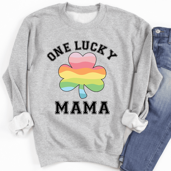 One Lucky Mama Sweatshirt Sport Grey / S Peachy Sunday T-Shirt