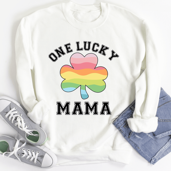 One Lucky Mama Sweatshirt White / S Peachy Sunday T-Shirt