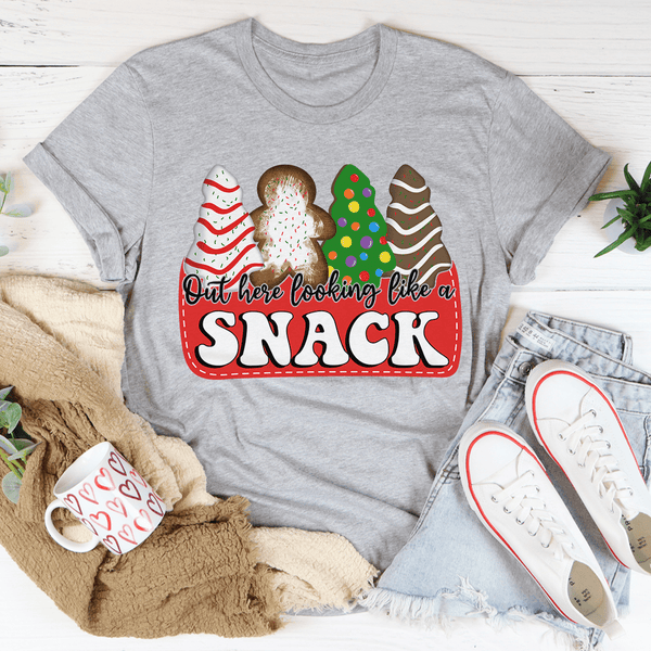 Out Here Looking Like A Snack Christmas Tee Athletic Heather / S Peachy Sunday T-Shirt